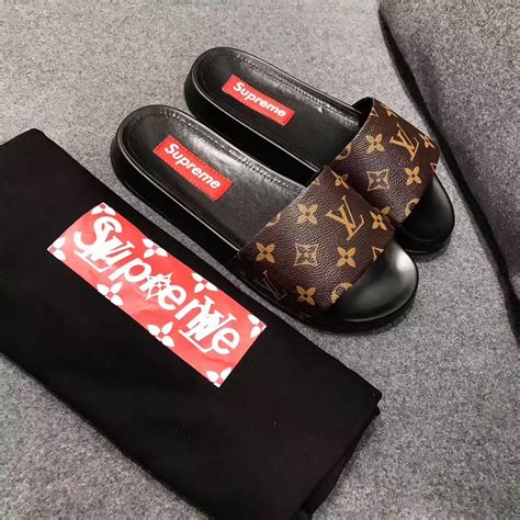 supreme x lv sneakers|supreme louis vuitton slippers.